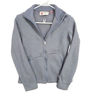 Women’s Spyder Core Gray Ribbed Sweater Jacket Size Small Petite Fleece Lined